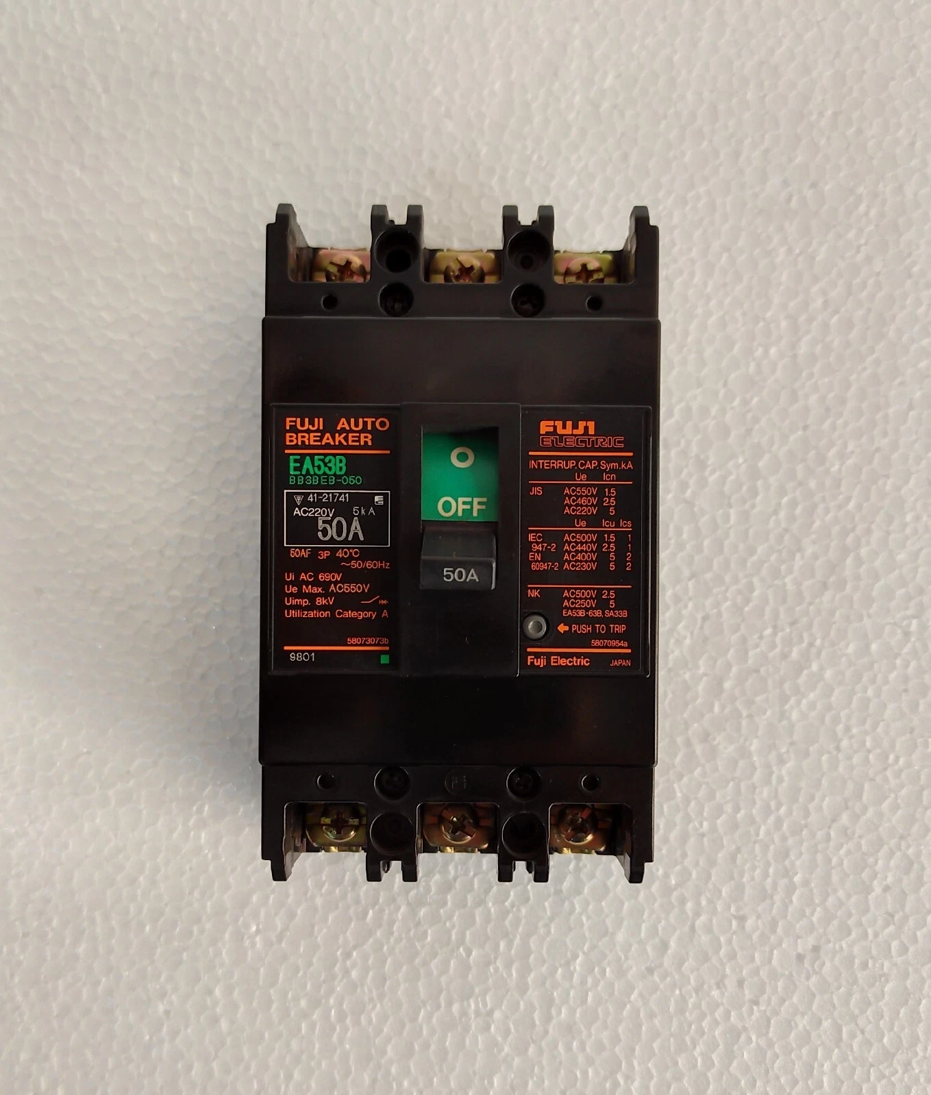 Fuji Electric ea53b / EA53B Auto Breaker EA53B 60A, 220V, 3 Pole